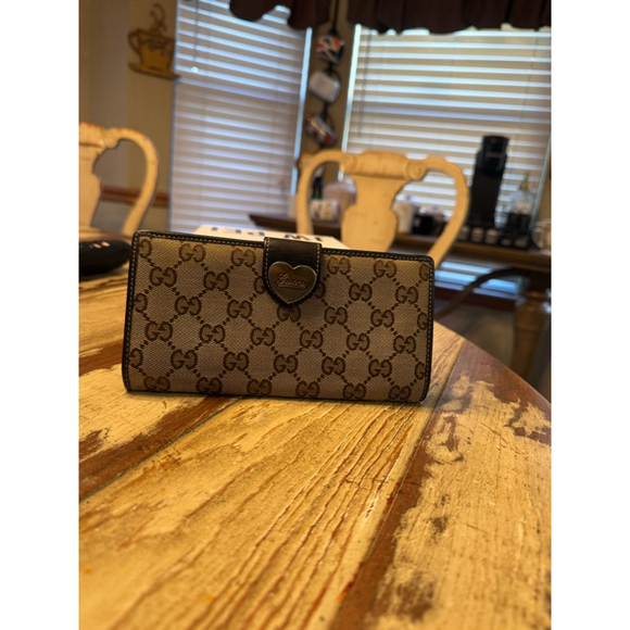GUCCI | Brown GG Canvas and Leather Bi-Fold Long Wallet - Picture 2 of 7